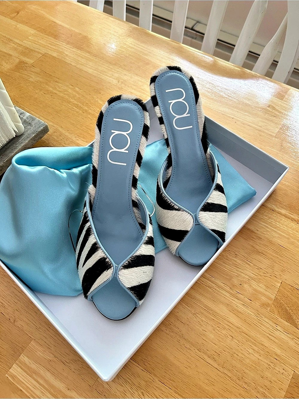 Nou The Mule Zebra Ponyhair Zebra Print Heels